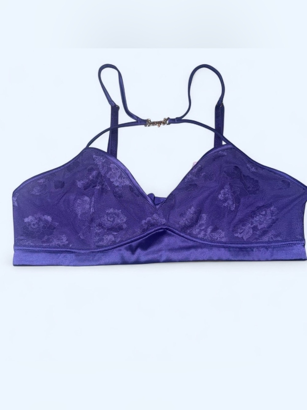 Savage X Fenty Floral Lace & Mesh Bralette Purple L